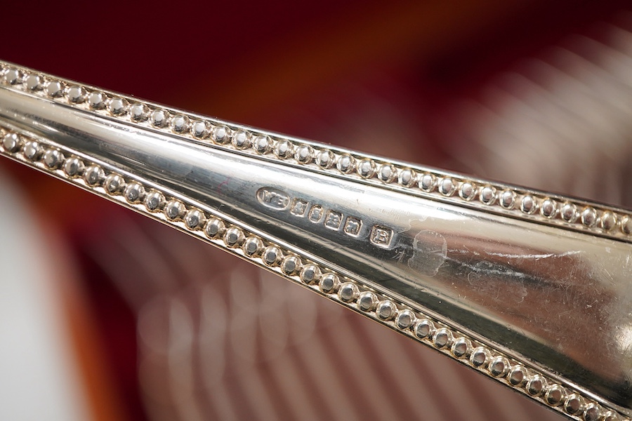 A plated bead edged part canteen of cutlery housed in two cases